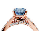 Rose gold Fancy Blue Radiant  Solitaire Diamond Ring with Pavé Band and Four-Prong Setting_84