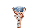Rose gold Fancy Blue Radiant  Solitaire Diamond Ring with Pavé Band and Four-Prong Setting_85