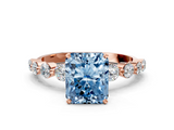 Rose gold Fancy Blue Radiant  Solitaire Diamond Ring with Pave Band and Four-Prong Setting_252