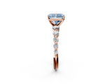 Rose gold Fancy Blue Radiant  Solitaire Diamond Ring with Pave Band and Four-Prong Setting_254