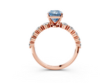 Rose gold Fancy Blue Radiant  Solitaire Diamond Ring with Pave Band and Four-Prong Setting_255