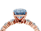 Rose gold Fancy Blue Radiant  Solitaire Diamond Ring with Pave Band and Four-Prong Setting_256