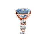 Rose gold Fancy Blue Radiant  Solitaire Diamond Ring with Pave Band and Four-Prong Setting_257