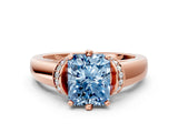 Rose gold Fancy Blue Radiant  Solitaire Diamond Ring with Pave Band and Six-Prong Setting_33