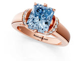 Rose gold Fancy Blue Radiant  Solitaire Diamond Ring with Pave Band and Six-Prong Setting_34