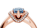 Rose gold Fancy Blue Radiant  Solitaire Diamond Ring with Pave Band and Six-Prong Setting_37