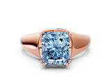 Rose gold Fancy Blue Radiant  Solitaire Diamond Ring with Six-Prong Cathedral Setting_32