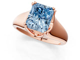 Rose gold Fancy Blue Radiant  Solitaire Diamond Ring with Six-Prong Cathedral Setting_33