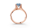 Rose gold Fancy Blue Radiant  Solitaire Diamond Ring with Six-Prong Cathedral Setting_35