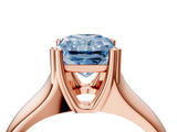 Rose gold Fancy Blue Radiant  Solitaire Diamond Ring with Six-Prong Cathedral Setting_36