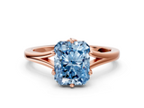 Rose gold Fancy Blue Radiant  Solitaire Diamond Ring with Six-Prong Setting and Tapered Band_17