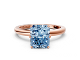Rose gold Fancy Blue Radiant  Solitaire Diamond Ring with Six-Prong Setting on a Classic Band_3