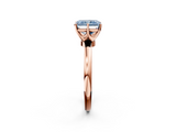 Rose gold Fancy Blue Radiant  Solitaire Diamond Ring with Six-Prong Setting on a Classic Band_5