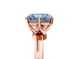 Rose gold Fancy Blue Radiant  Solitaire Diamond Ring with Six-Prong Setting on a Classic Band_8
