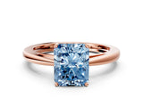 Rose gold Fancy Blue Radiant  Solitaire Diamond Ring with Split Shank and Four-Prong Setting_12
