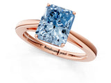 Rose gold Fancy Blue Radiant  Solitaire Diamond Ring with Split Shank and Four-Prong Setting_13