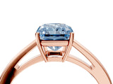 Rose gold Fancy Blue Radiant  Solitaire Diamond Ring with Split Shank and Four-Prong Setting_16