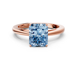 Rose gold Fancy Blue Radiant  Solitaire Diamond Ring with Split Shank and Four-Prong Setting_20