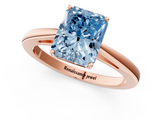Rose gold Fancy Blue Radiant  Solitaire Diamond Ring with Split Shank and Four-Prong Setting_21