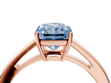 Rose gold Fancy Blue Radiant  Solitaire Diamond Ring with Split Shank and Four-Prong Setting_24