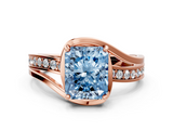 Rose gold Fancy Blue Radiant  Solitaire Diamond Ring with Split Shank and Prong Setting_57