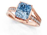 Rose gold Fancy Blue Radiant  Solitaire Diamond Ring with Split Shank and Prong Setting_58