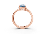 Rose gold Fancy Blue Radiant  Solitaire Diamond Ring with Split Shank and Prong Setting_60