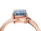 Rose gold Fancy Blue Radiant  Solitaire Diamond Ring with Split Shank and Prong Setting_61