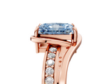 Rose gold Fancy Blue Radiant  Solitaire Diamond Ring with Split Shank and Prong Setting_62