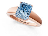 Rose gold Fancy Blue Radiant  Solitaire Diamond Ring with Tapered Band and Four-Prong Setting_50