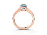 Rose gold Fancy Blue Radiant  Solitaire Diamond Ring with Tapered Band and Four-Prong Setting_52