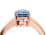 Rose gold Fancy Blue Radiant  Solitaire Diamond Ring with Tapered Band and Four-Prong Setting_53