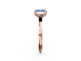 Rose gold Fancy Blue Radiant  Solitaire Diamond Ring with Thin Band and Four-Prong Setting_5