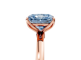 Rose gold Fancy Blue Radiant  Solitaire Diamond Ring with Thin Band and Four-Prong Setting_8