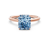 Rose gold Fancy Blue Radiant  Solitaire Diamond Ring with a Classic Band and Four-Prong Setting 1