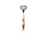 Rose gold Fancy Blue Radiant  Solitaire Diamond Ring with a Classic Band and Four-Prong Setting 3