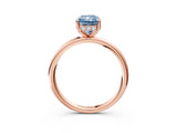 Rose gold Fancy Blue Radiant  Solitaire Diamond Ring with a Classic Band and Four-Prong Setting 4