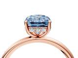 Rose gold Fancy Blue Radiant  Solitaire Diamond Ring with a Classic Band and Four-Prong Setting 5
