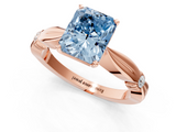 Rose gold Fancy Blue Radiant  Solitaire Diamond Twisted Band with Four-Prong Setting_65