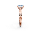 Rose gold Fancy Blue Radiant  Solitaire Diamond Twisted Band with Four-Prong Setting_66