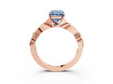 Rose gold Fancy Blue Radiant  Solitaire Diamond Twisted Band with Four-Prong Setting_67