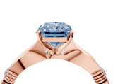 Rose gold Fancy Blue Radiant  Solitaire Diamond Twisted Band with Four-Prong Setting_68