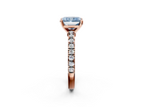 Rose gold Fancy Blue Radiant  Solitaire Diamond with Pavé Band and Four-Prong Setting_69