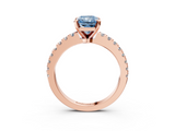 Rose gold Fancy Blue Radiant  Solitaire Diamond with Pavé Band and Four-Prong Setting_70