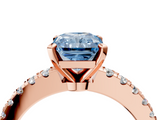Rose gold Fancy Blue Radiant  Solitaire Diamond with Pavé Band and Four-Prong Setting_71
