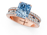 Rose gold Fancy Blue Radiant  Solitaire Diamond with Pave and Channel Set Band_60