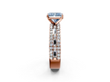 Rose gold Fancy Blue Radiant  Solitaire Diamond with Pave and Channel Set Band_61
