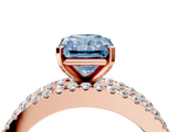 Rose gold Fancy Blue Radiant  Solitaire Diamond with Pave and Channel Set Band_63