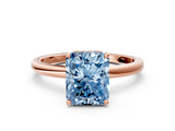 Rose gold Fancy Blue Radiant  Solitaire Engagement Ring with Cathedral Band and Four-Prong Setting_21