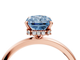 Rose gold Fancy Blue Radiant  Solitaire Engagement Ring with Cathedral Band and Four-Prong Setting_25